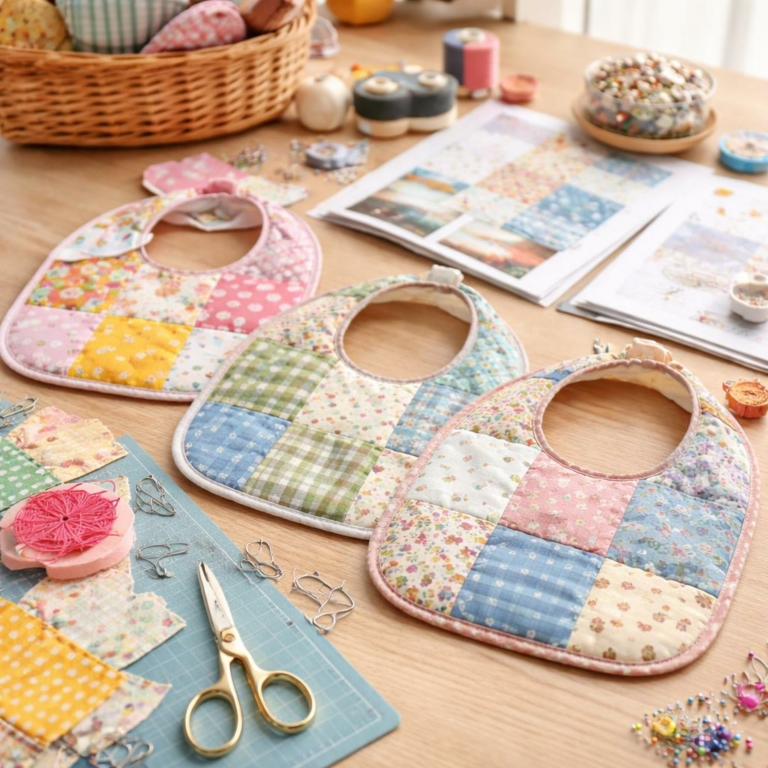 Bavoirs patchwork DIY — Patrons gratuits et tutoriel pas à pas